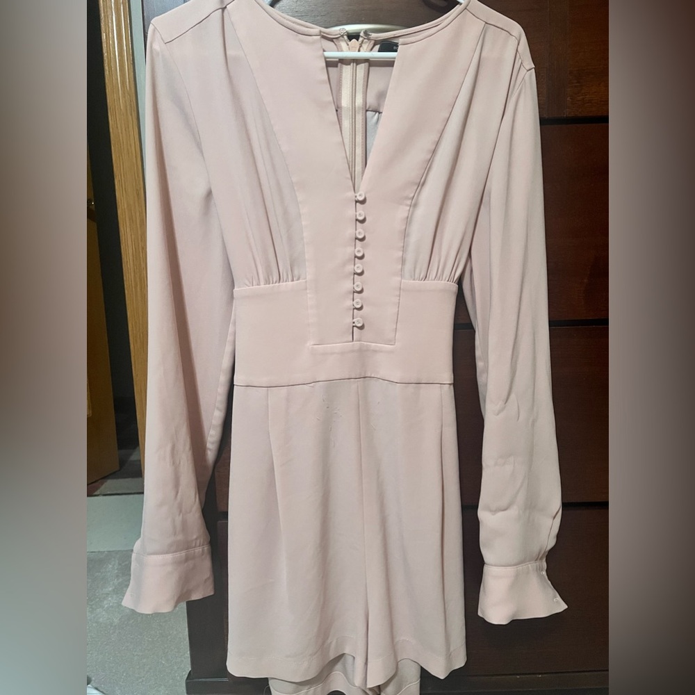 Elegant Blush Pink Long Sleeve Dress